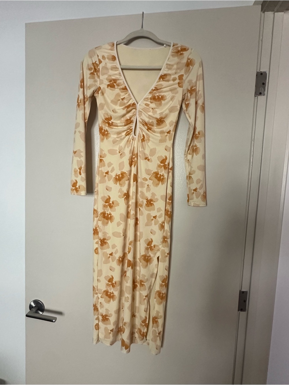 Abercrombie & Fitch Cream Dress with Mustard Floral Print